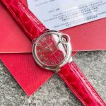 Cartier Ballon Bleu De 33mm ETA2671 Movement Crocodile Leather Strap Red Dial 1:1 replica watches for sale USA